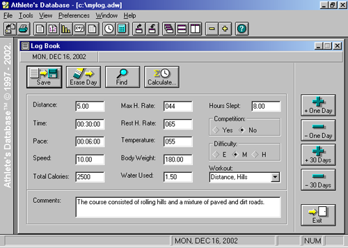 Athletess Database Training Log